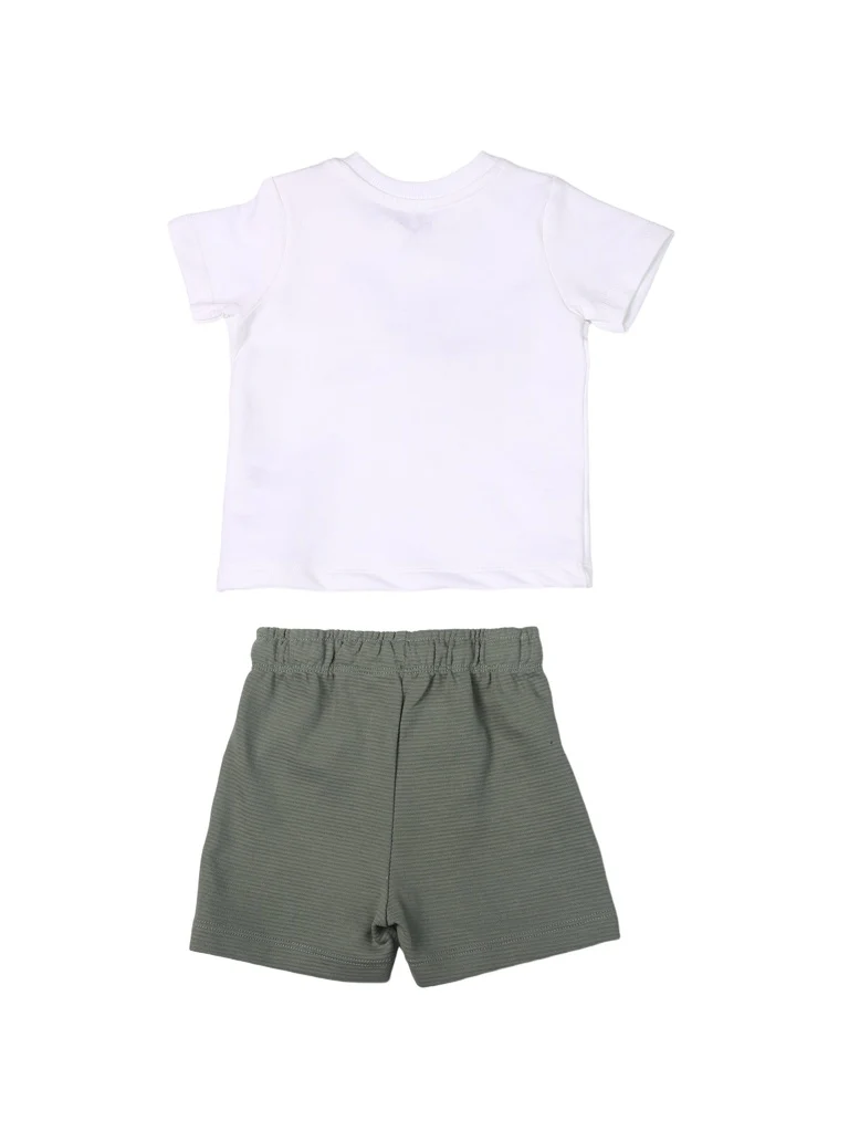 HOP Baby Boys White Printed Cotton T-Shirt and Shorts Set - Image 3