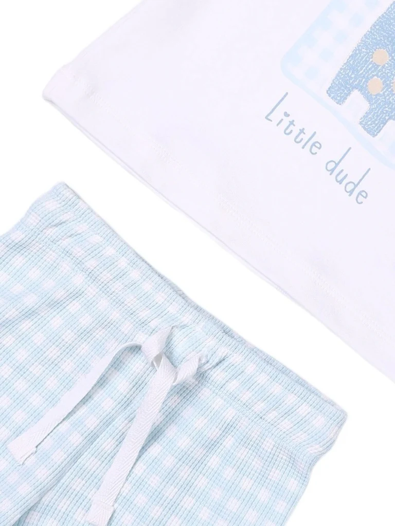 HOP Baby Boys White Printed Cotton T-Shirt and Shorts Set - Image 5