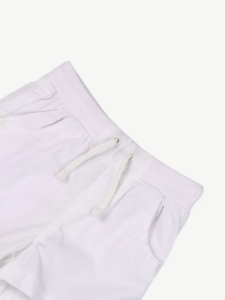 HOP Baby Boys White Solid Cotton Shorts - Image 5