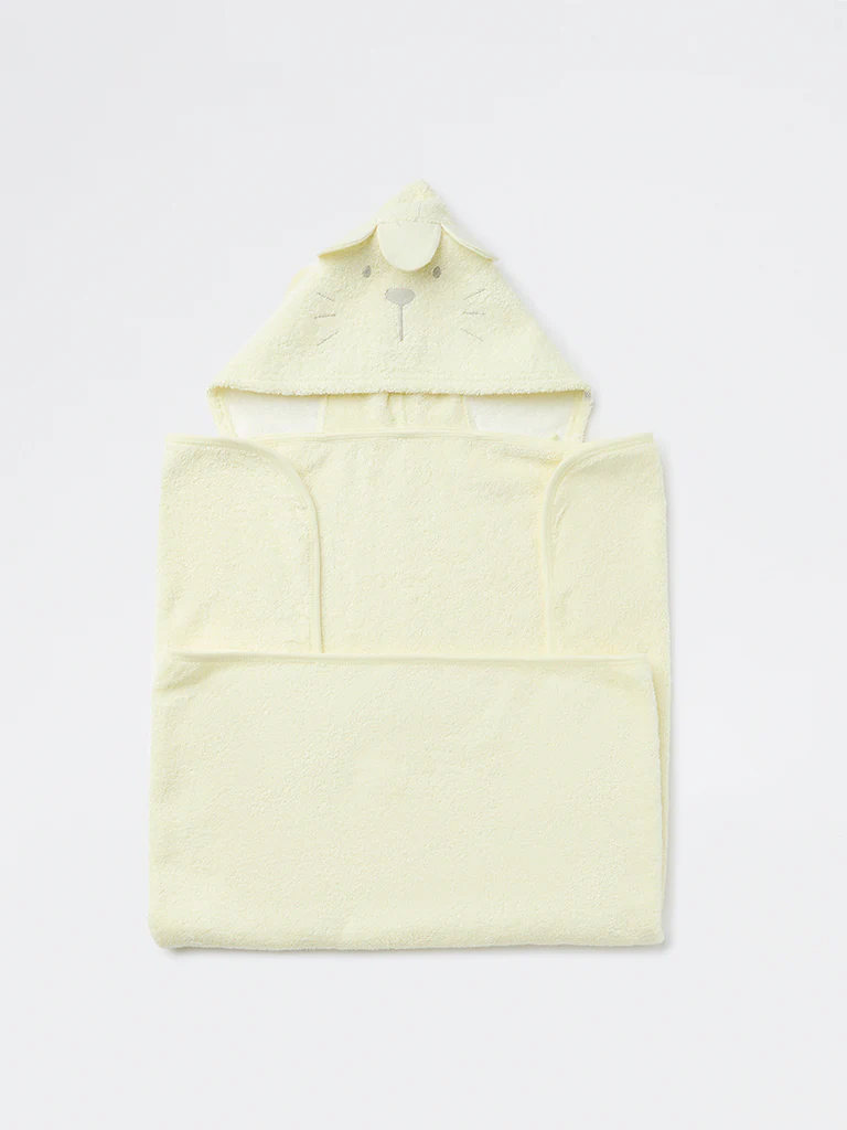 HOP Baby Boys Yellow Animal-Themed Hooded Cotton Towel - Image 3