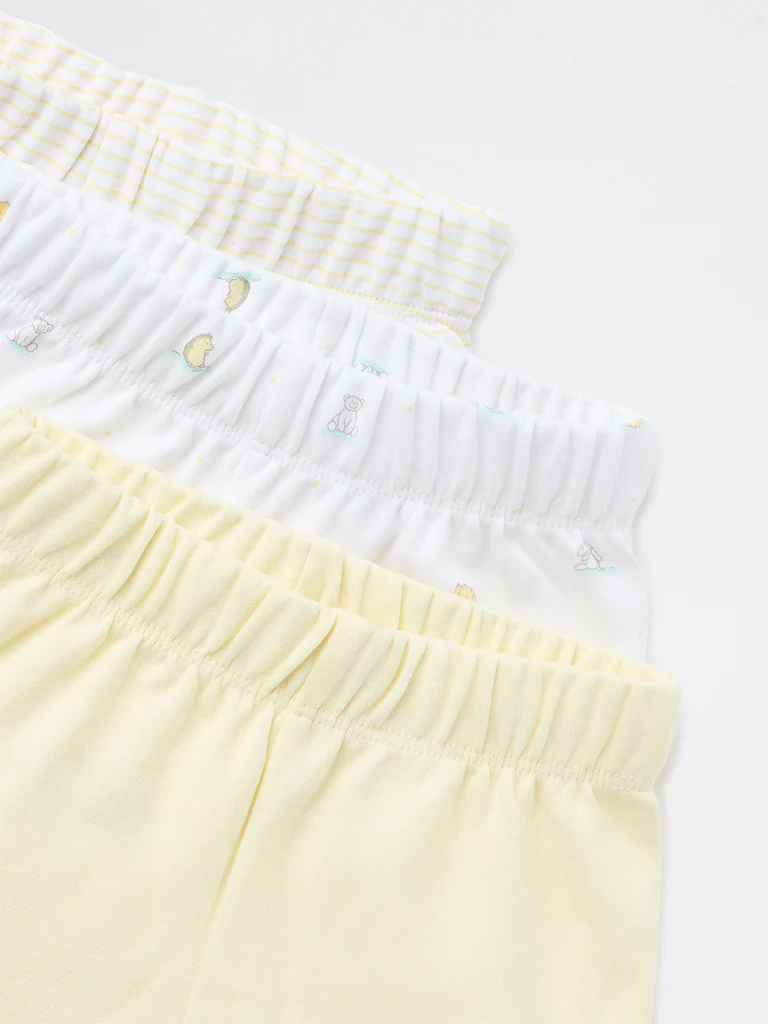 HOP Baby Boys Yellow Printed Cotton Shorts - Pack of 3 - Image 3