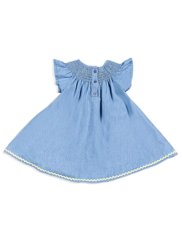 HOP Baby Girls Blue Denim A-Line Dress - Image 3