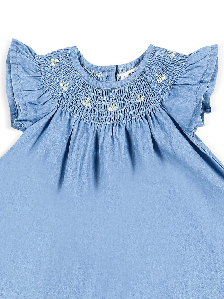 HOP Baby Girls Blue Denim A-Line Dress - Image 4