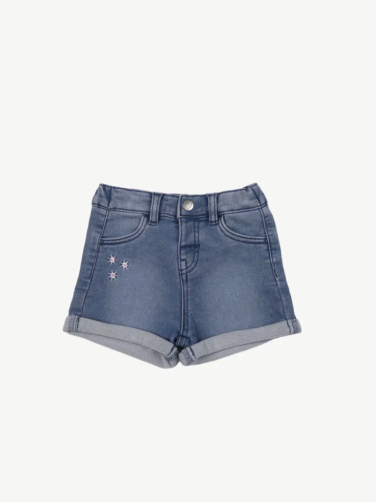 HOP Baby Girls Light Blue Embroidered Denim Shorts - Image 2