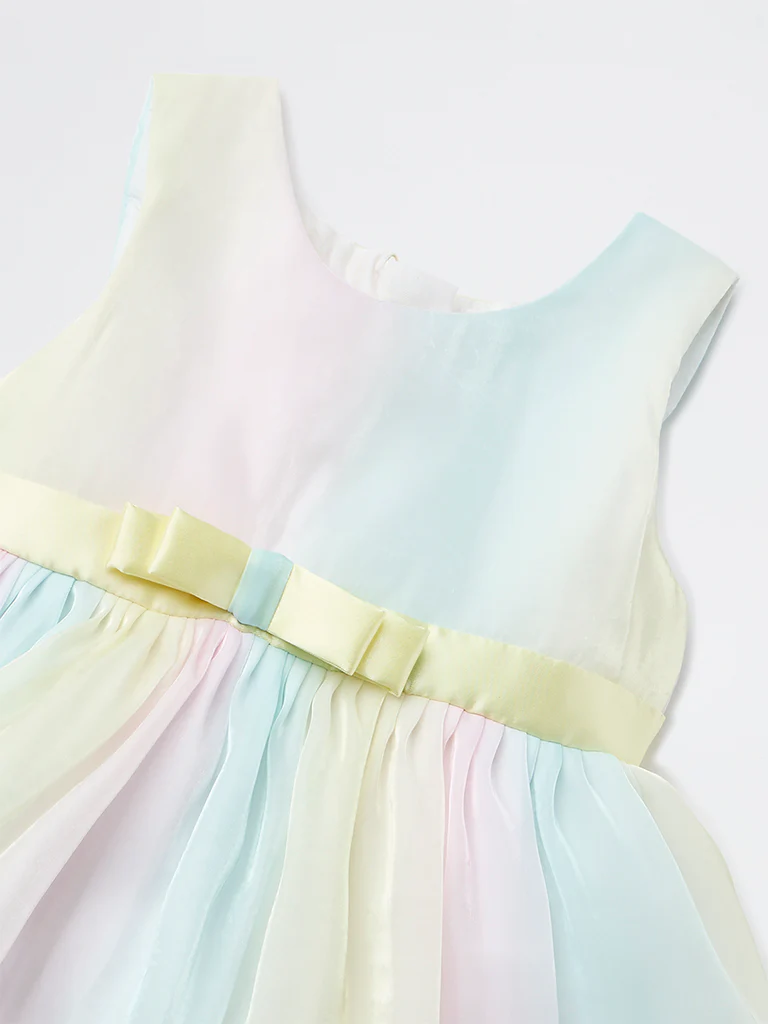 HOP Baby Girls Multicolour Bow-Detailed Mesh Dress - Image 4