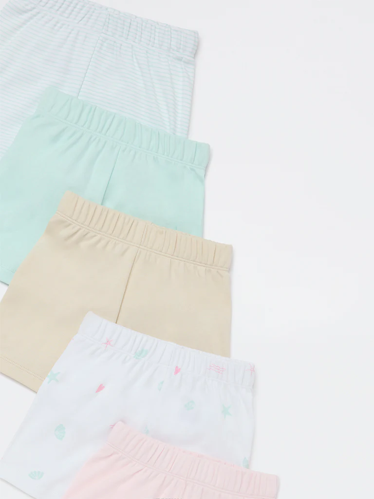 HOP Baby Girls Multicolour Cotton Shorts - Pack of 5 - Image 4