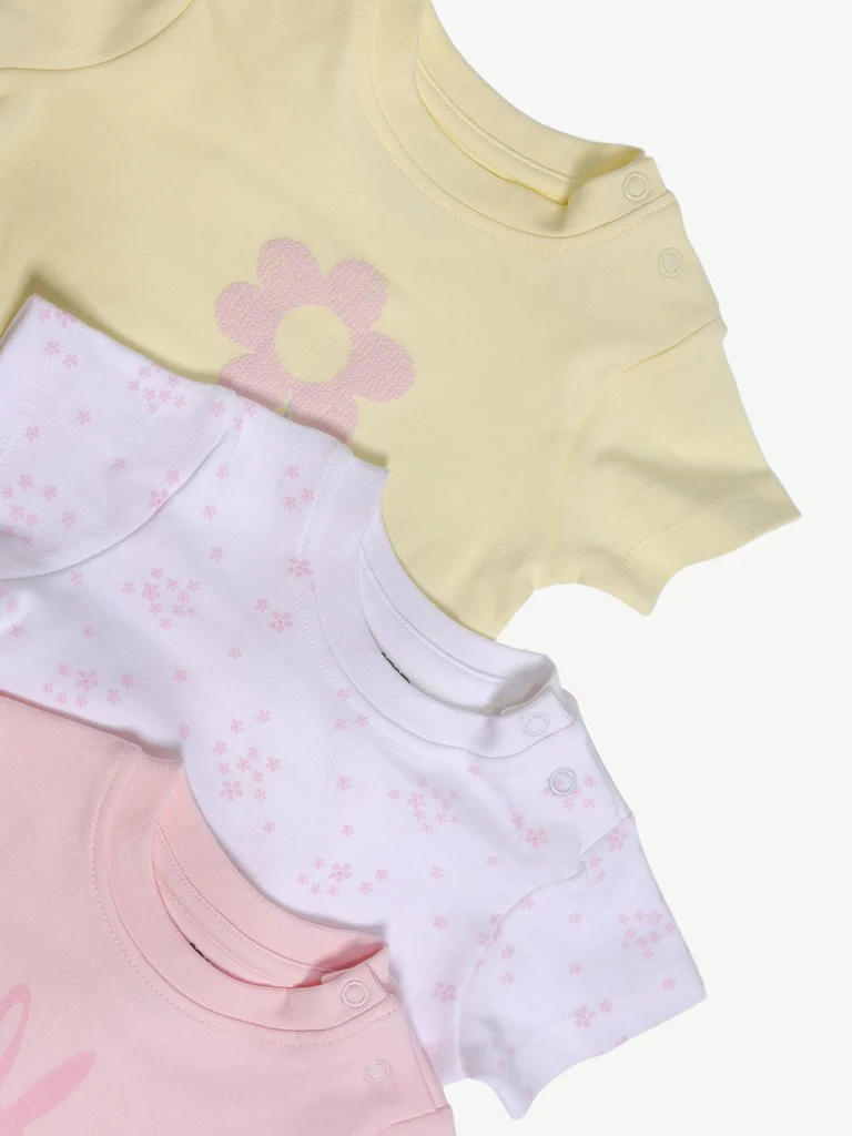 HOP Baby Girls Multicolour Cotton T-Shirt - Pack of 5 - Image 4