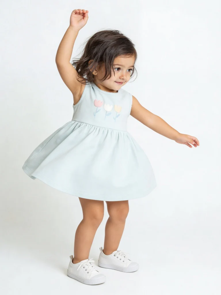 HOP Baby Girls Multicolour Floral Design Cotton A-Line Dresses - Pack of 2