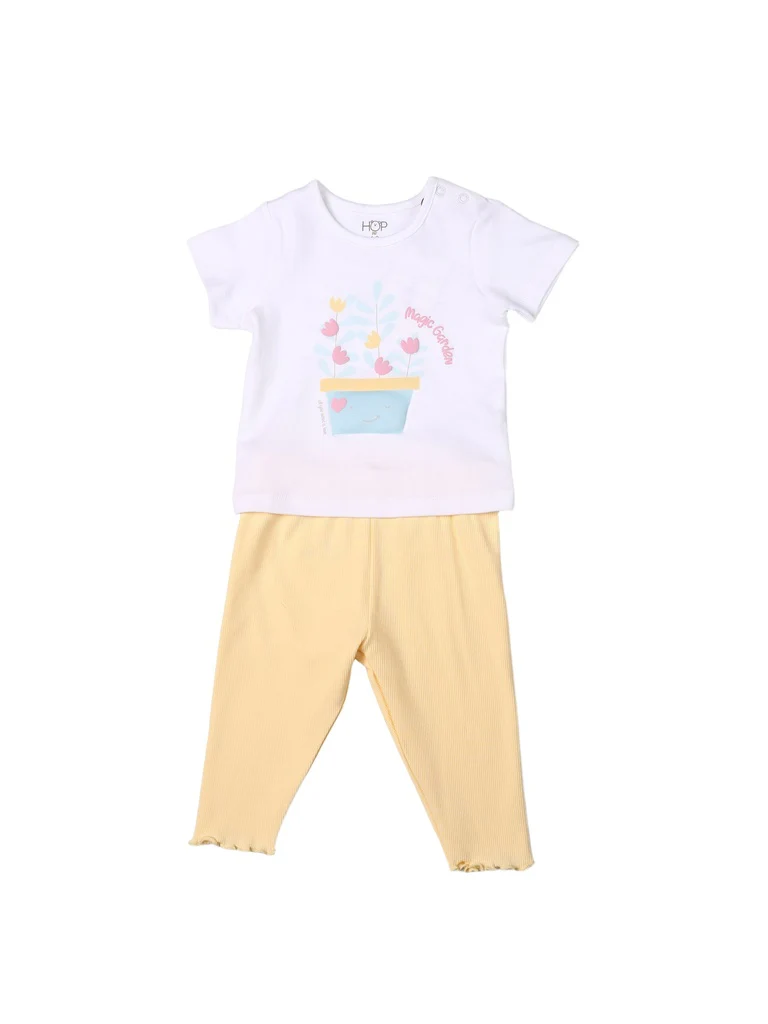 HOP Baby Girls Multicolour Floral Printed Cotton T-Shirt and Pants Set - Exclusive - Image 3