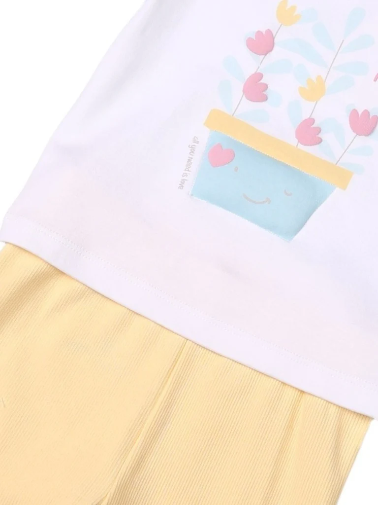 HOP Baby Girls Multicolour Floral Printed Cotton T-Shirt and Pants Set - Exclusive - Image 5