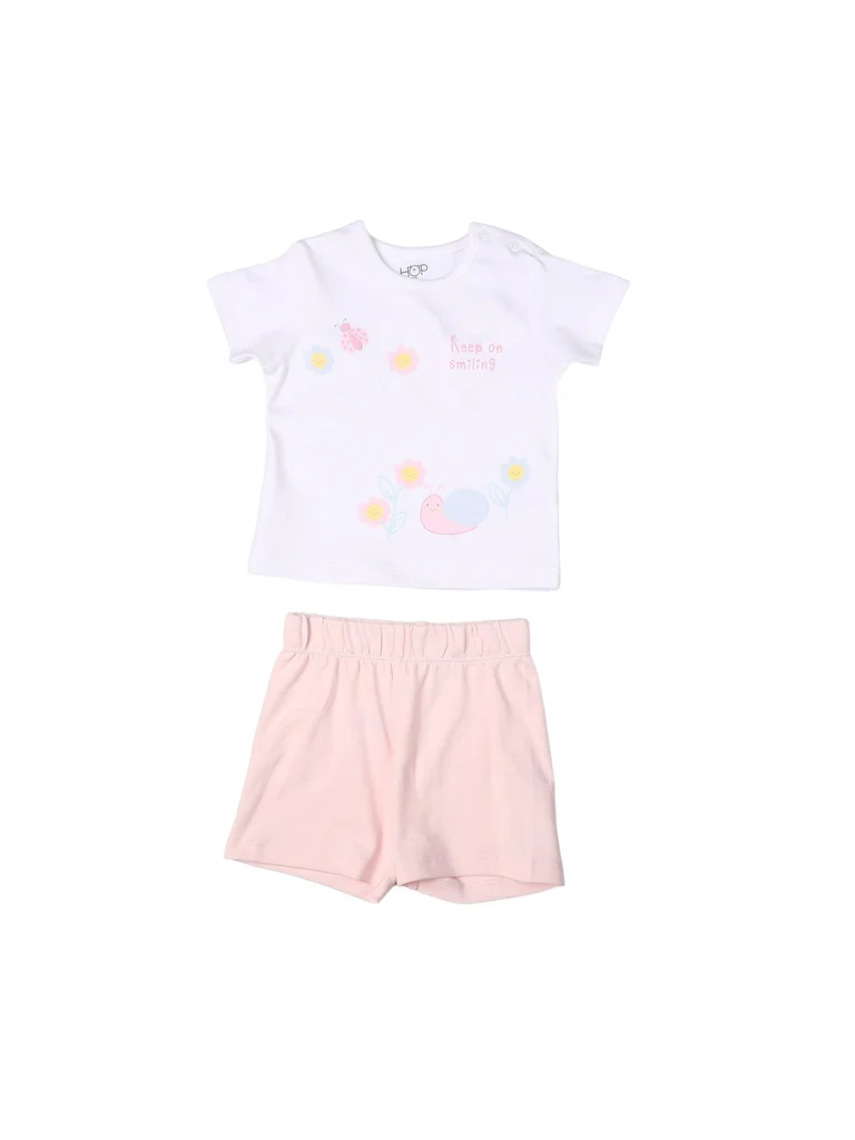 HOP Baby Girls Multicolour Printed Cotton T-Shirt and Shorts Set - Exclusive - Image 3