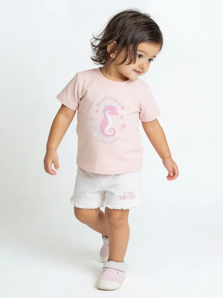 HOP Baby Girls Multicolour Printed Cotton T-Shirts - Pack of 5