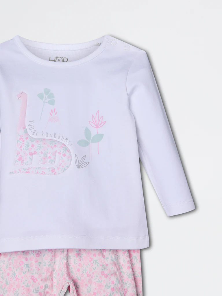 HOP Baby Girls Pink Animal Design Cotton Co-ord Set - Exclusive - Image 4