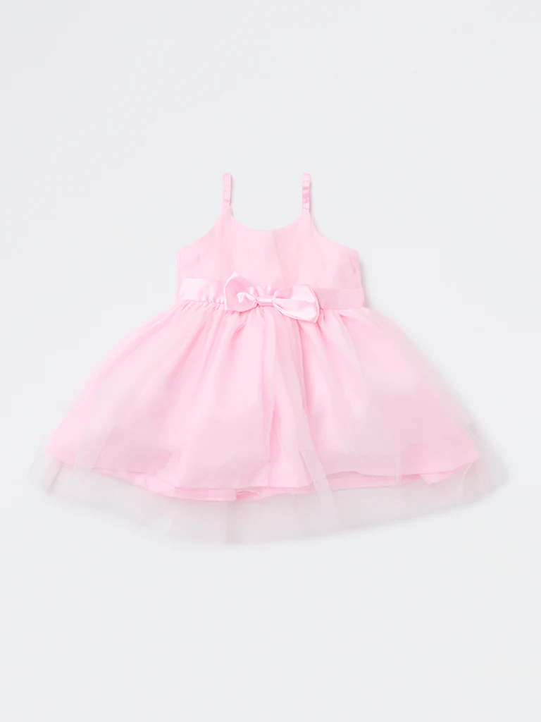 HOP Baby Girls Pink Bow-Detailed Party Dress - Image 2