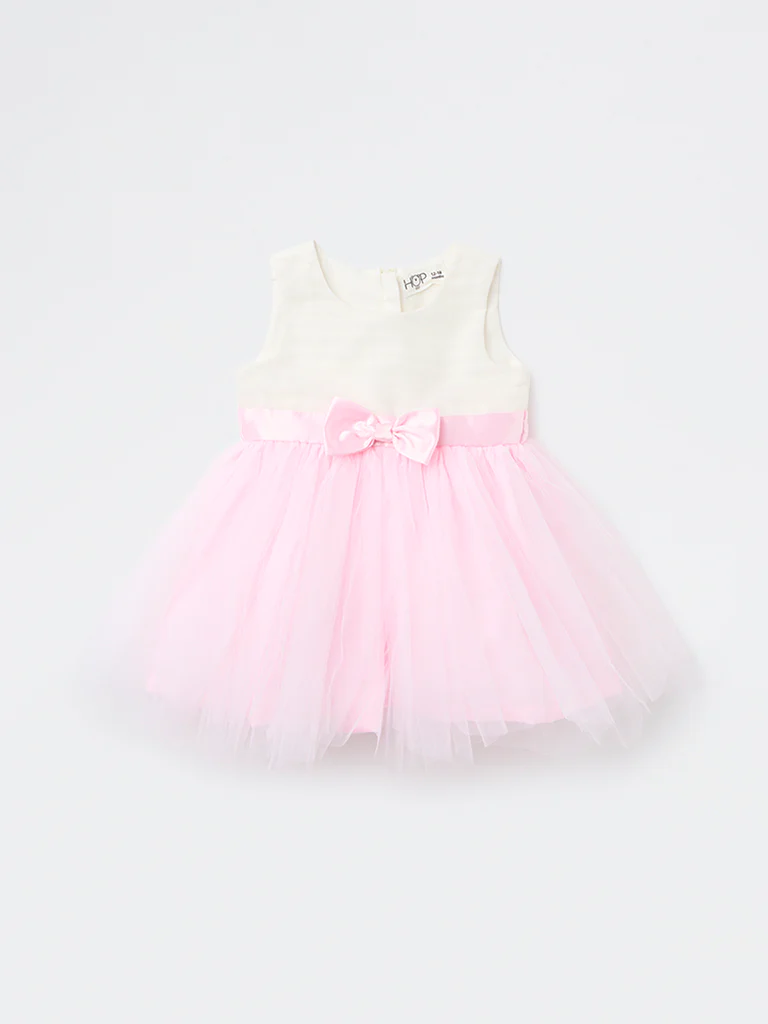 HOP Baby Girls Pink Bow Detailed Party Dress - Image 2