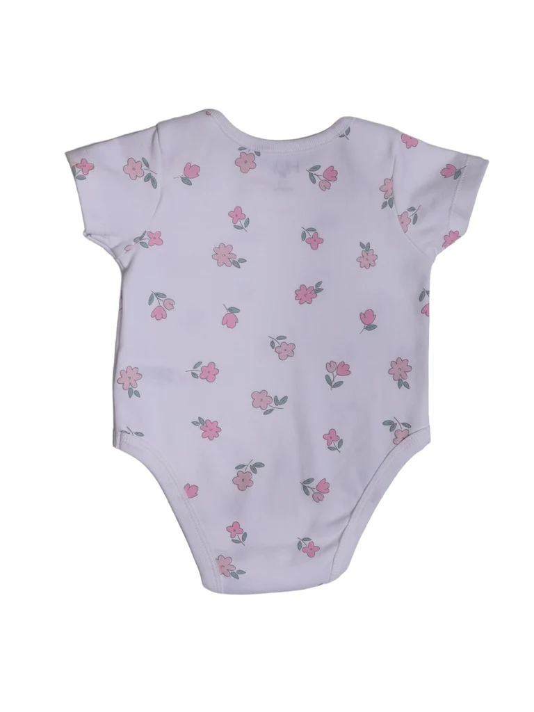 HOP Baby Girls Pink Cotton Romper with Bib - Pack of 3 - Image 4