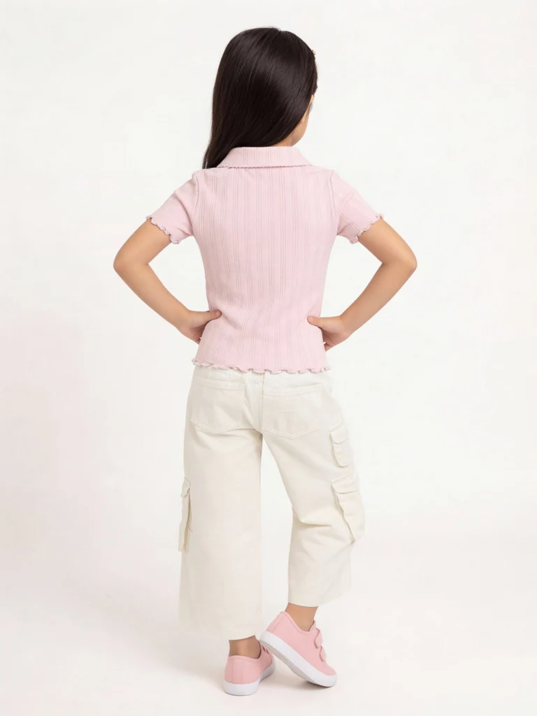 HOP Baby Girls Pink Embellished Cotton Top - Image 2