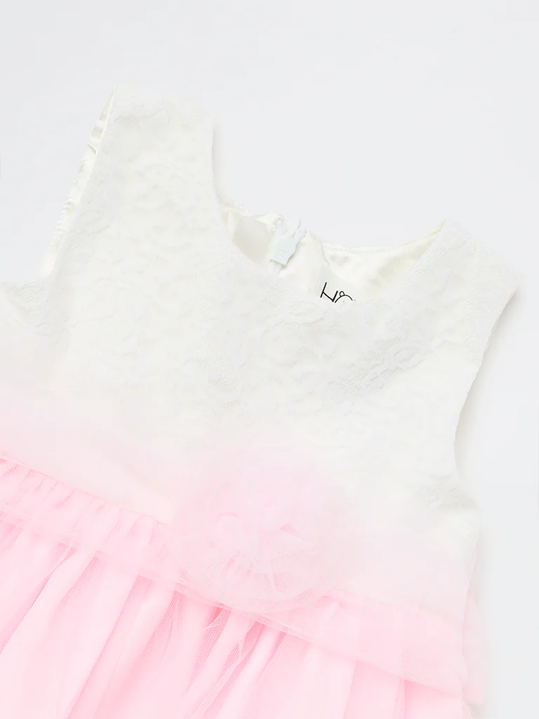 HOP Baby Girls Pink Embroidered A-Line Dress - Image 4