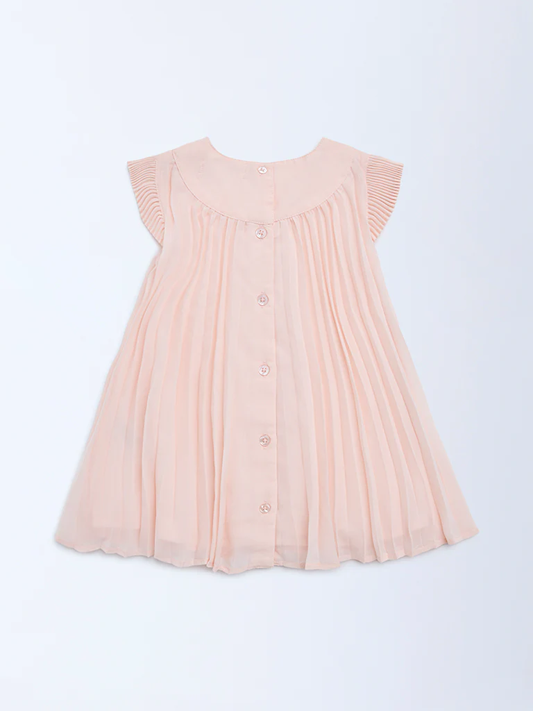 HOP Baby Girls Pink Floral-Detailed A-Line Dress - Image 3
