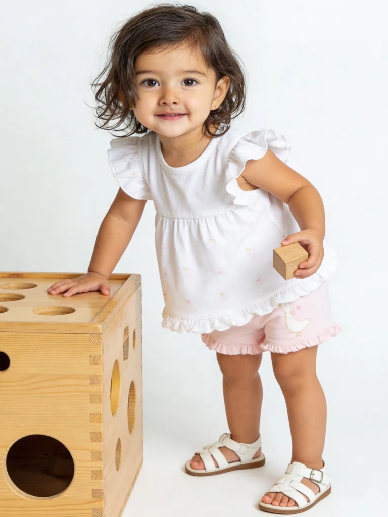 HOP Baby Girls Pink Printed High-Rise Cotton Shorts - Pack of 3