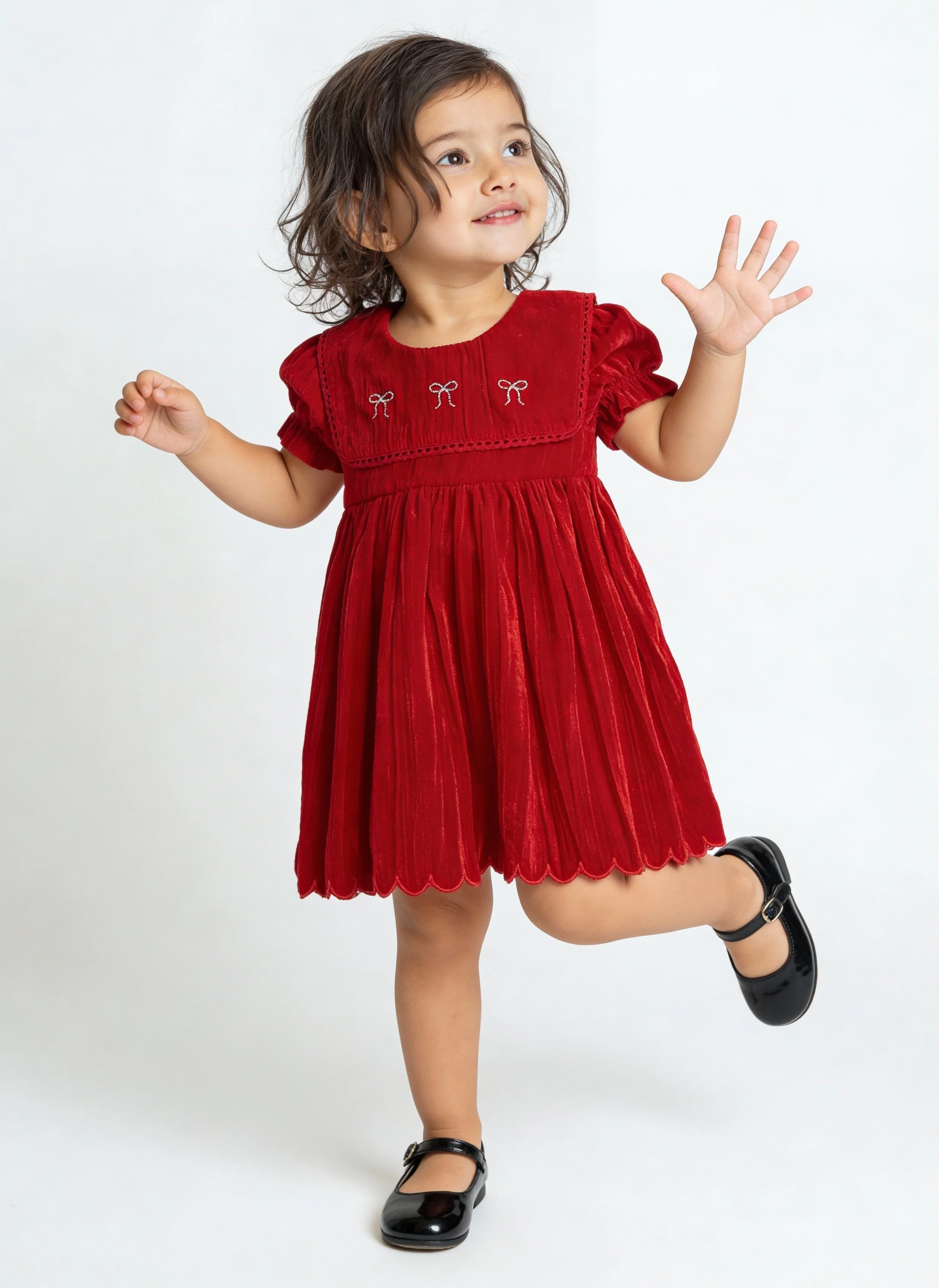 HOP Baby Girls Red Fit-And-Flare Dress