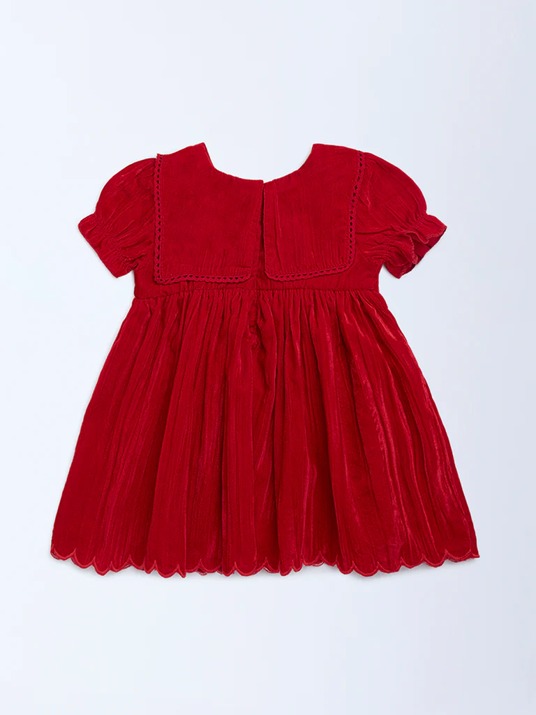 HOP Baby Girls Red Fit-And-Flare Dress - Image 3