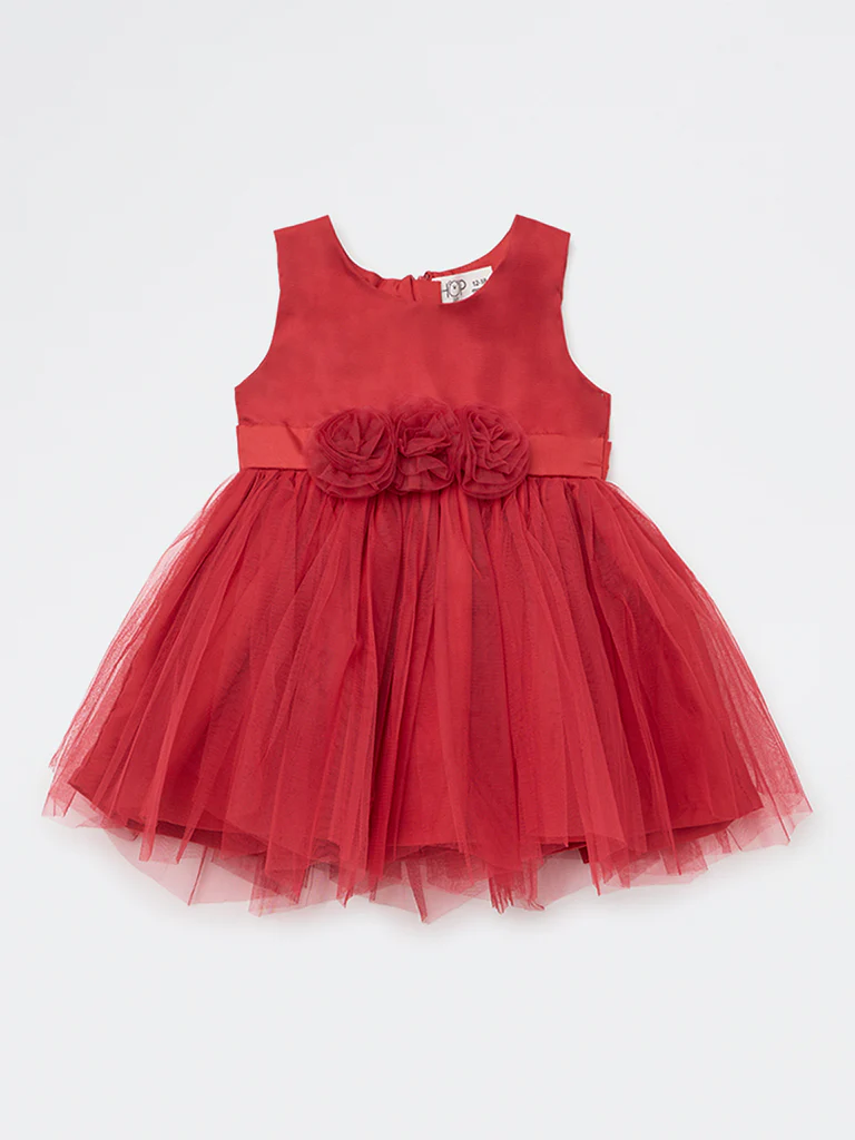 HOP Baby Girls Red Rosette Detailed Party Dress - Image 2