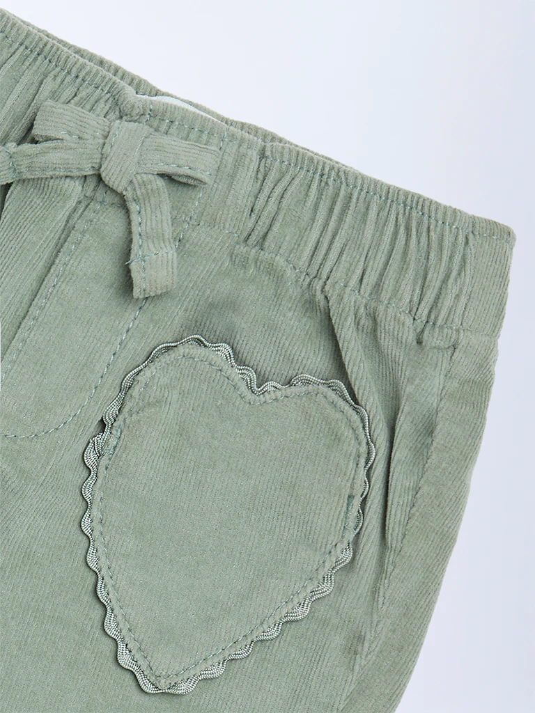 HOP Baby Girls Sage High-Rise Corduroy Trousers - Image 5
