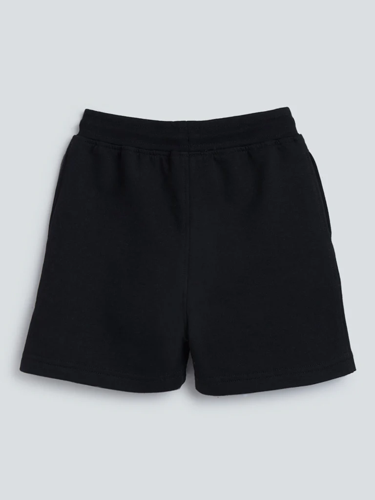 HOP Kids Black Printed Cotton-Blend Shorts - Image 3