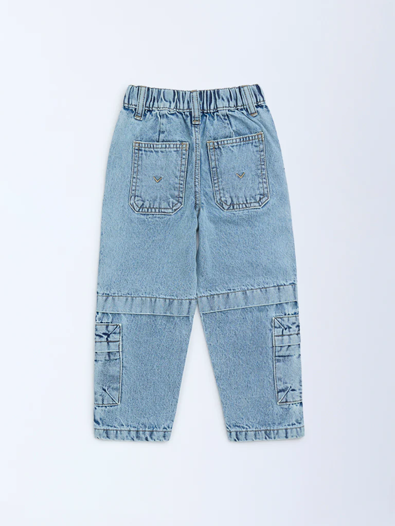 HOP Kids Boy Blue Faded Mid-Rise Jeans - Image 4