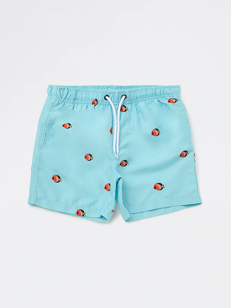 HOP Kids Boys Aqua Printed Mid-Rise Swim Shorts - Image 4