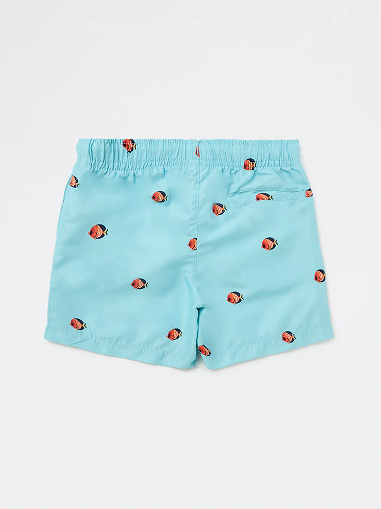 HOP Kids Boys Aqua Printed Mid-Rise Swim Shorts - Image 5