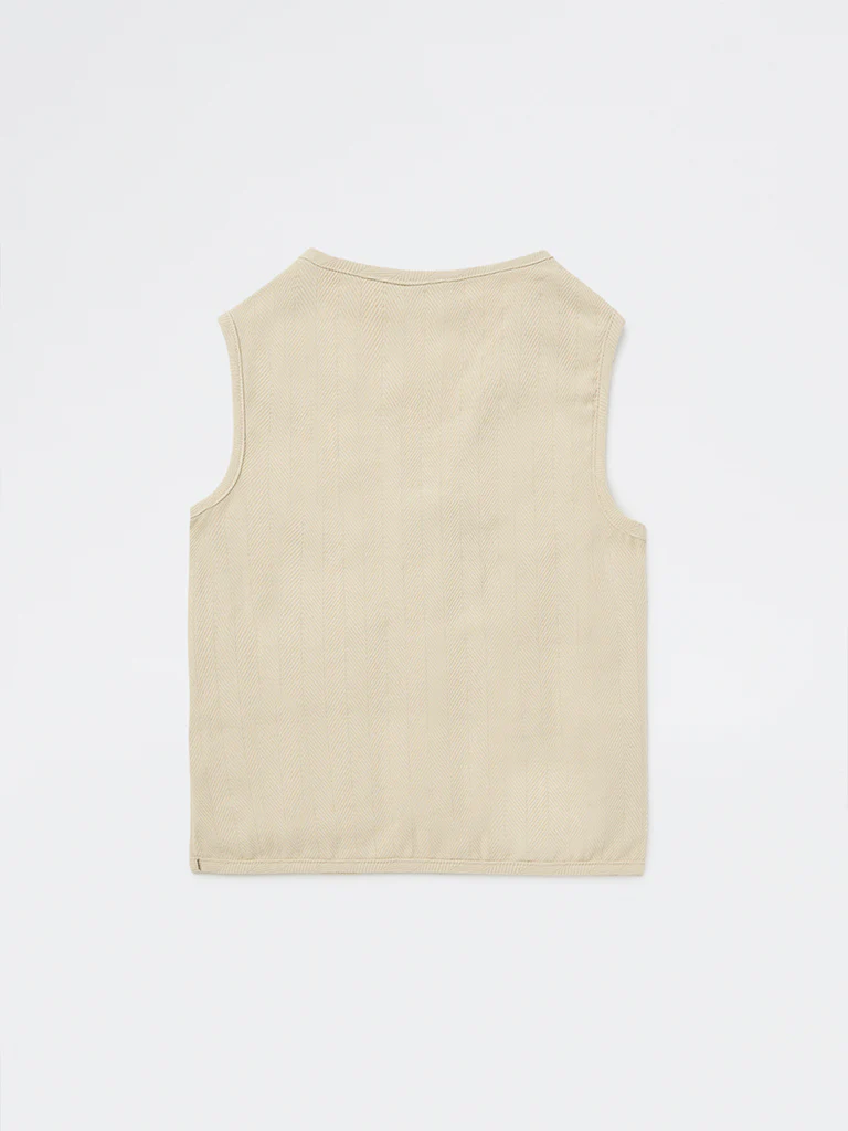HOP Kids Boys Beige Cotton Utility Vest - Image 4
