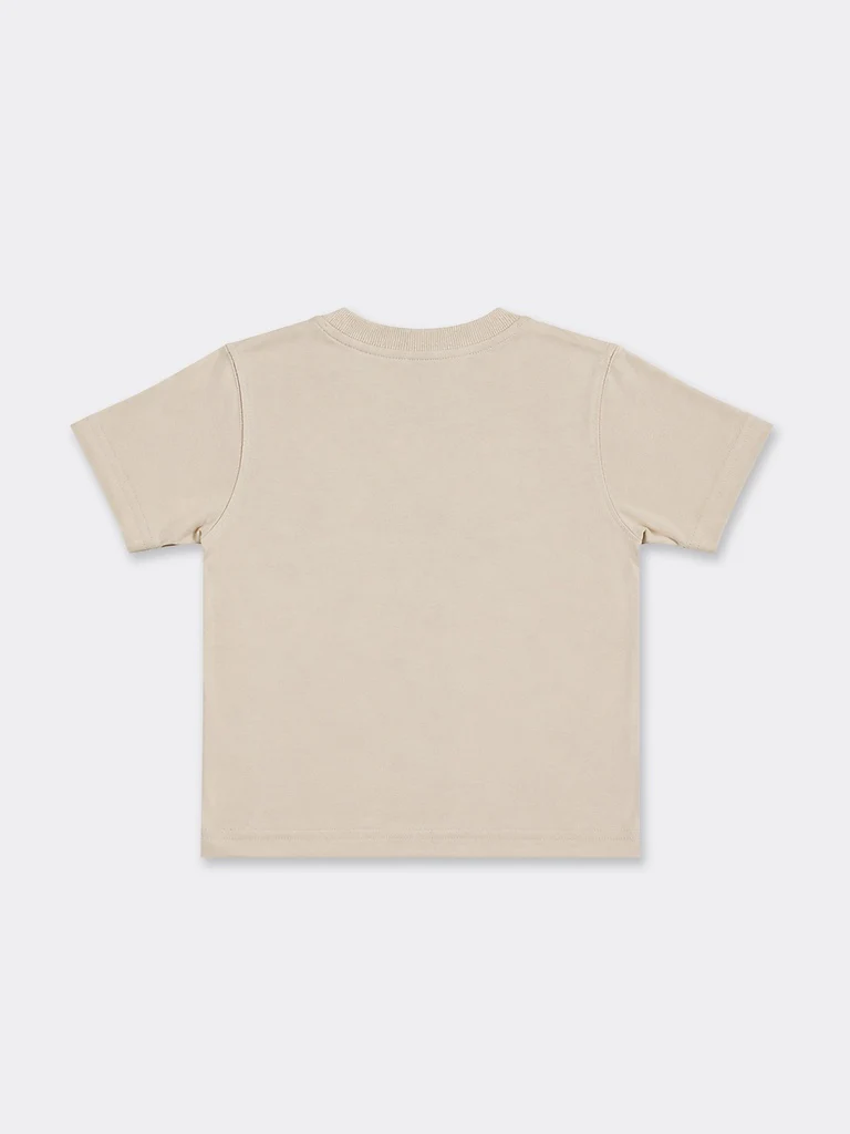 HOP Kids Boys Beige Fruit Patch Cotton T-Shirt - Image 4