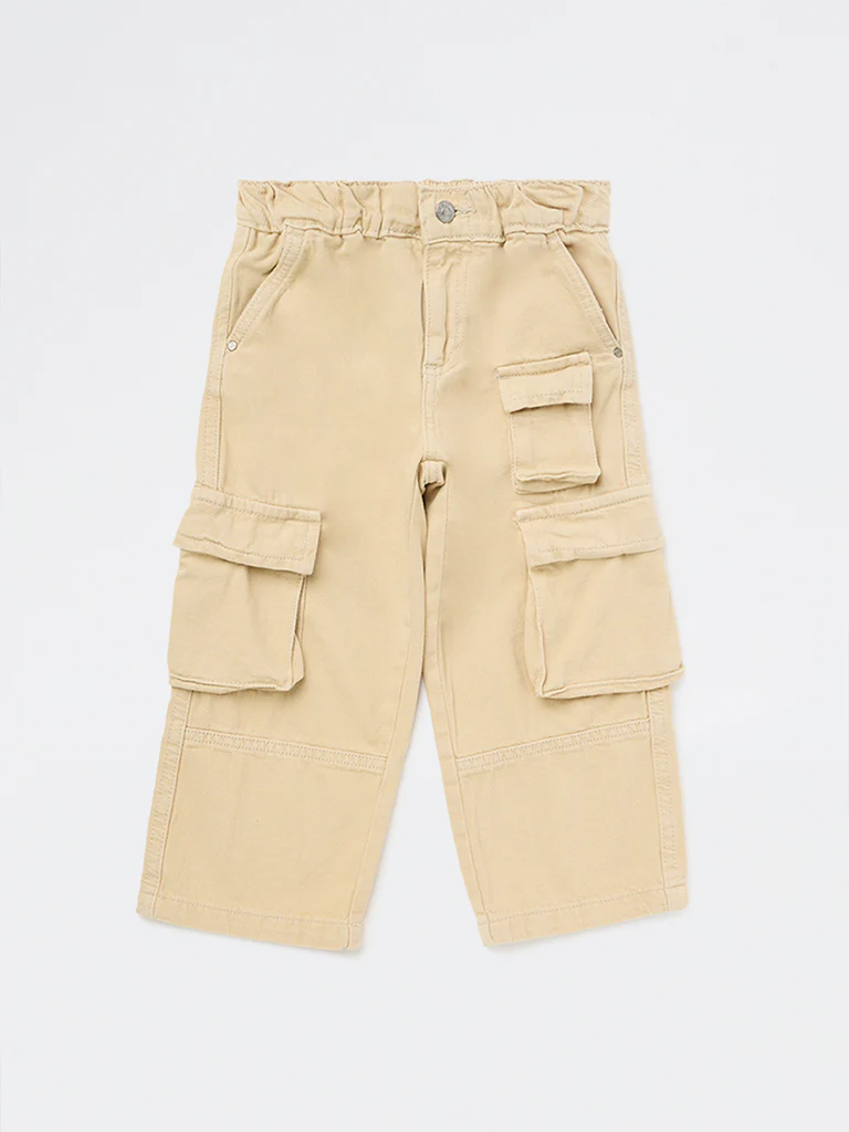 HOP Kids Boys Beige Mid-Rise Cargo Jeans - Image 3