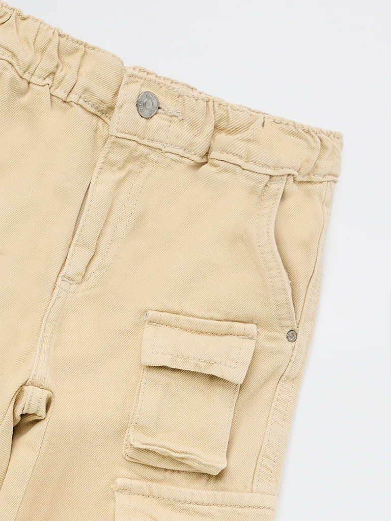 HOP Kids Boys Beige Mid-Rise Cargo Jeans - Image 5