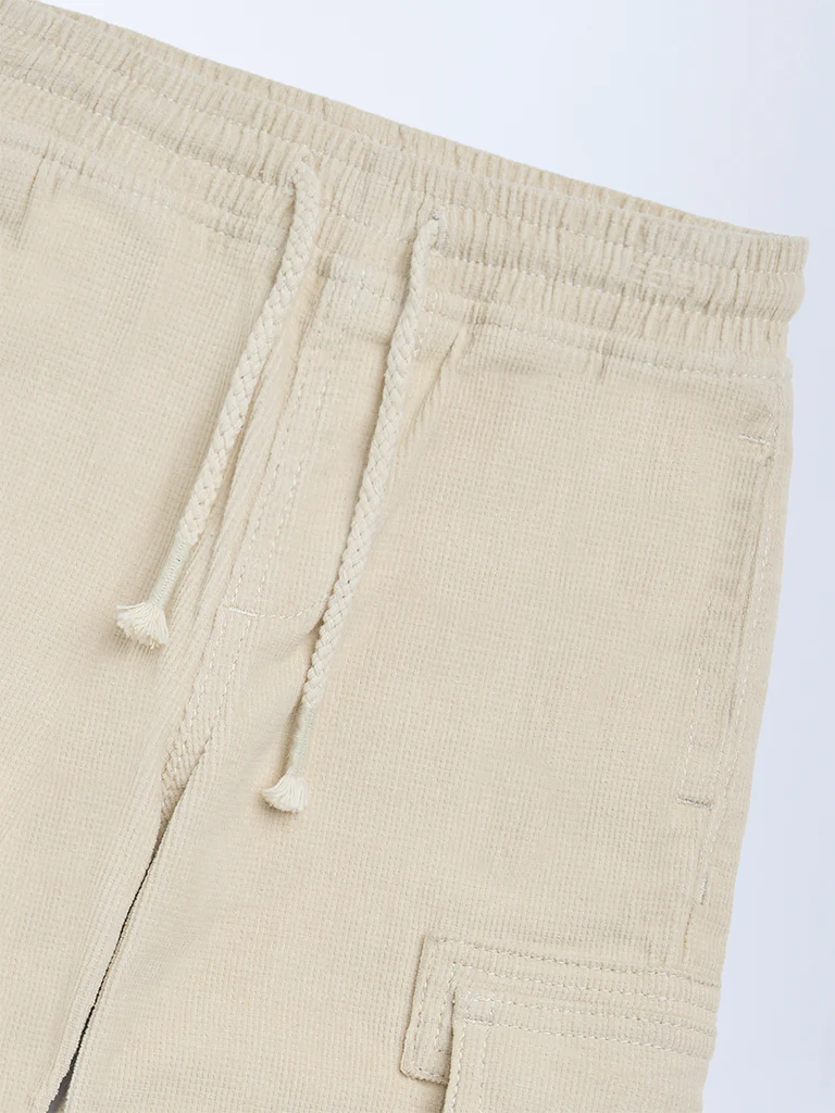 HOP Kids Boys Beige Mid-Rise Cotton-Blend Joggers - Image 5