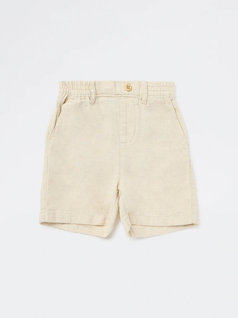 HOP Kids Boys Beige Mid-Rise Cotton-Blend Shorts - Image 3
