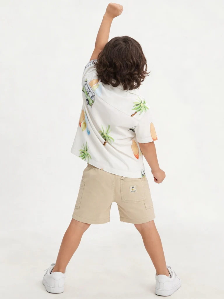 HOP Kids Boys Beige Mid-Rise Cotton Shorts - Image 3
