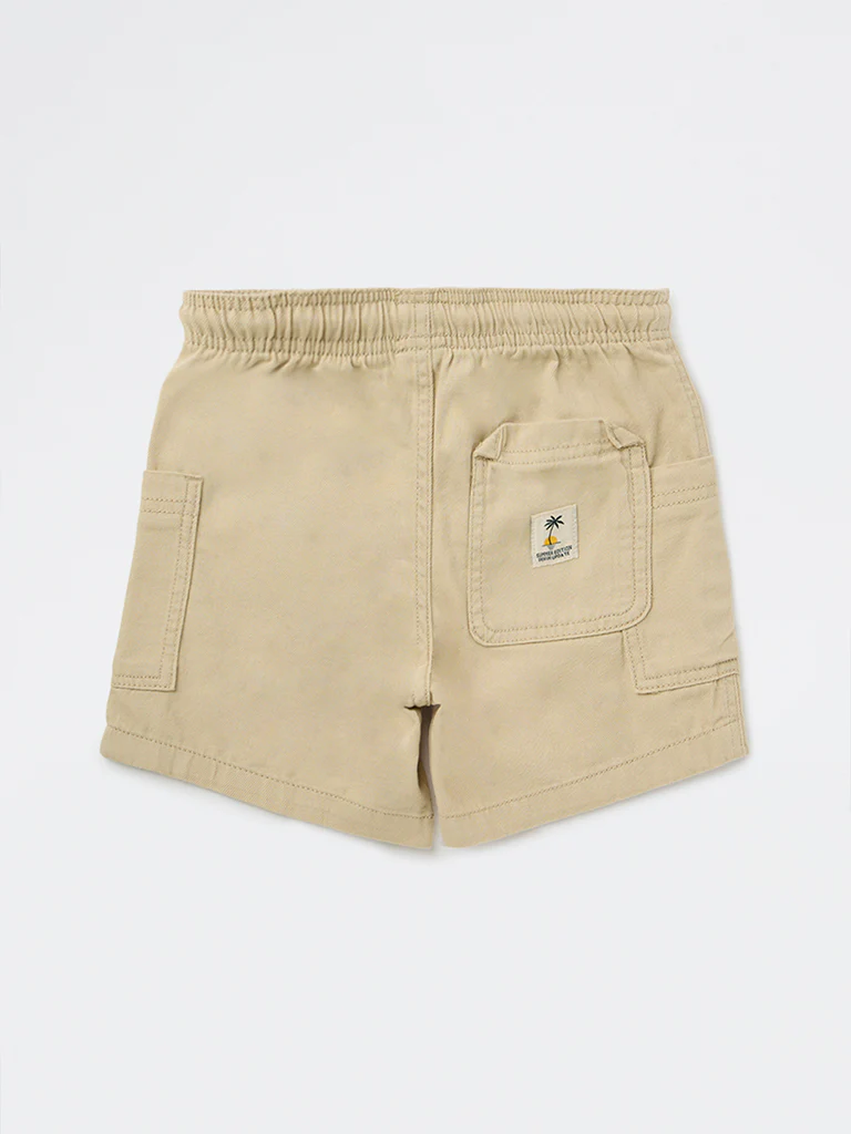 HOP Kids Boys Beige Mid-Rise Cotton Shorts - Image 5