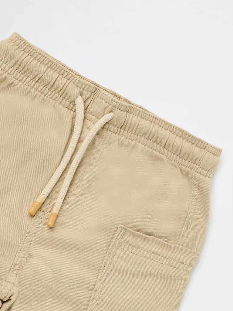 HOP Kids Boys Beige Mid-Rise Cotton Shorts - Image 6