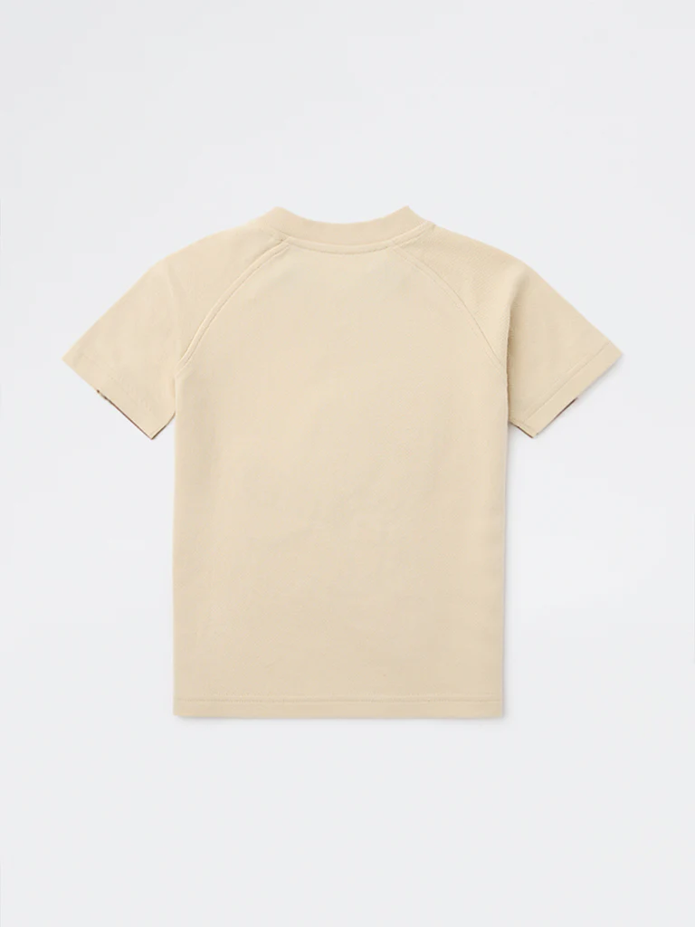 HOP Kids Boys Beige Printed Cotton T-Shirt - Image 5