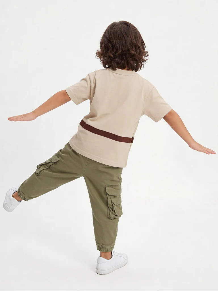 HOP Kids Boys Beige Printed Cotton T-Shirt - Image 2