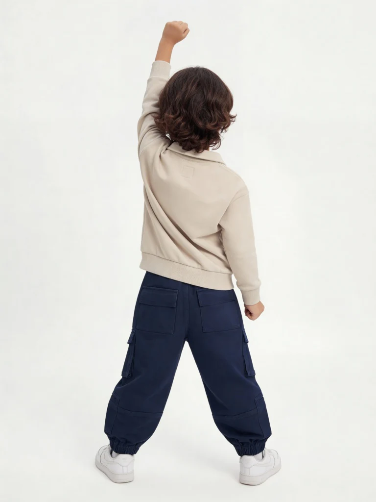 HOP Kids Boys Beige Quarter-Zip Sweatshirt - Image 2