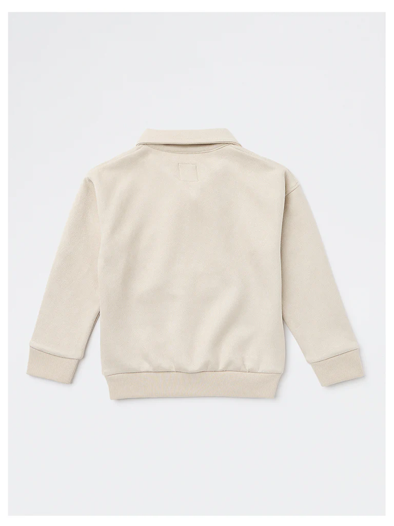 HOP Kids Boys Beige Quarter-Zip Sweatshirt - Image 4