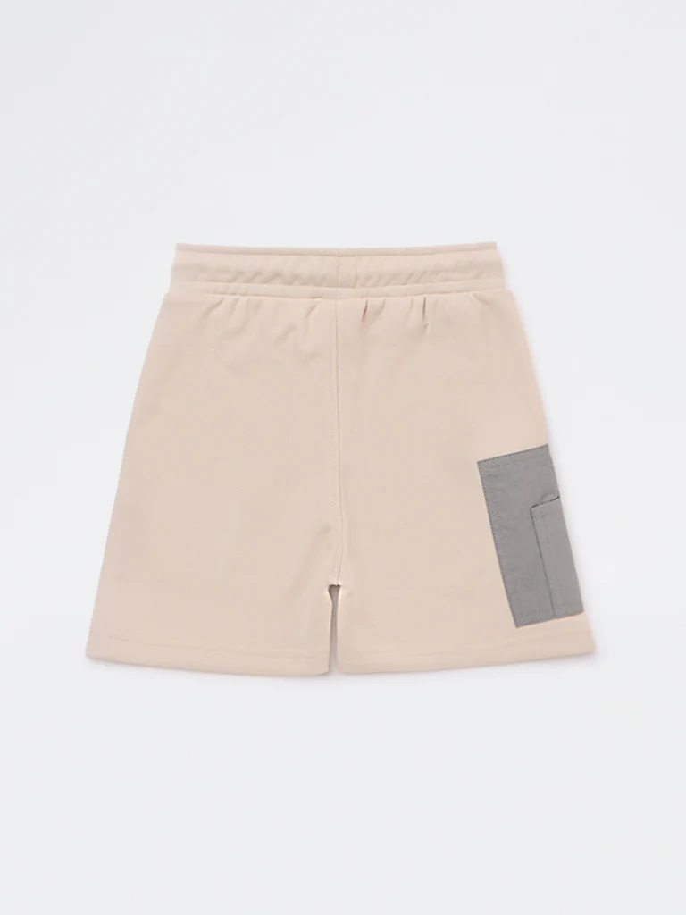 HOP Kids Boys Beige Text Printed Mid-Rise Shorts - Image 4