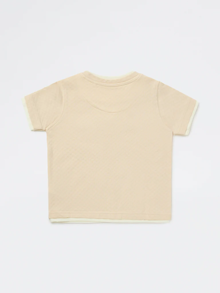 HOP Kids Boys Beige Textured Cotton T-Shirt - Image 5