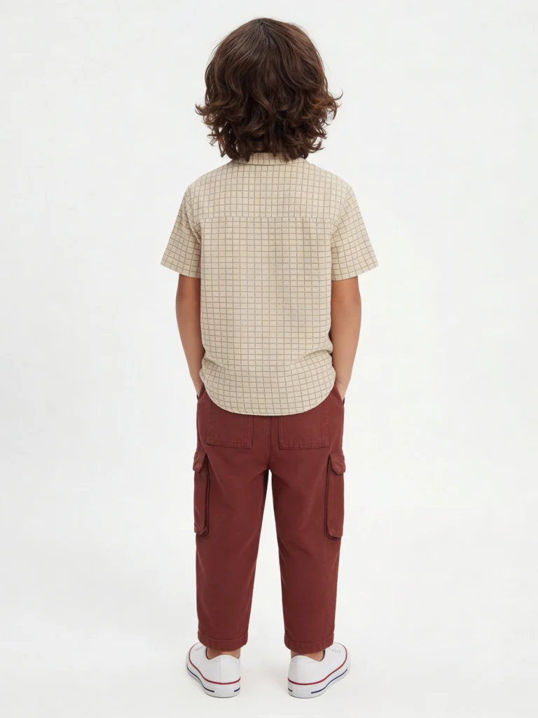 HOP Kids Boys Beige Tropical-Inspired Cotton Shirt - Image 2
