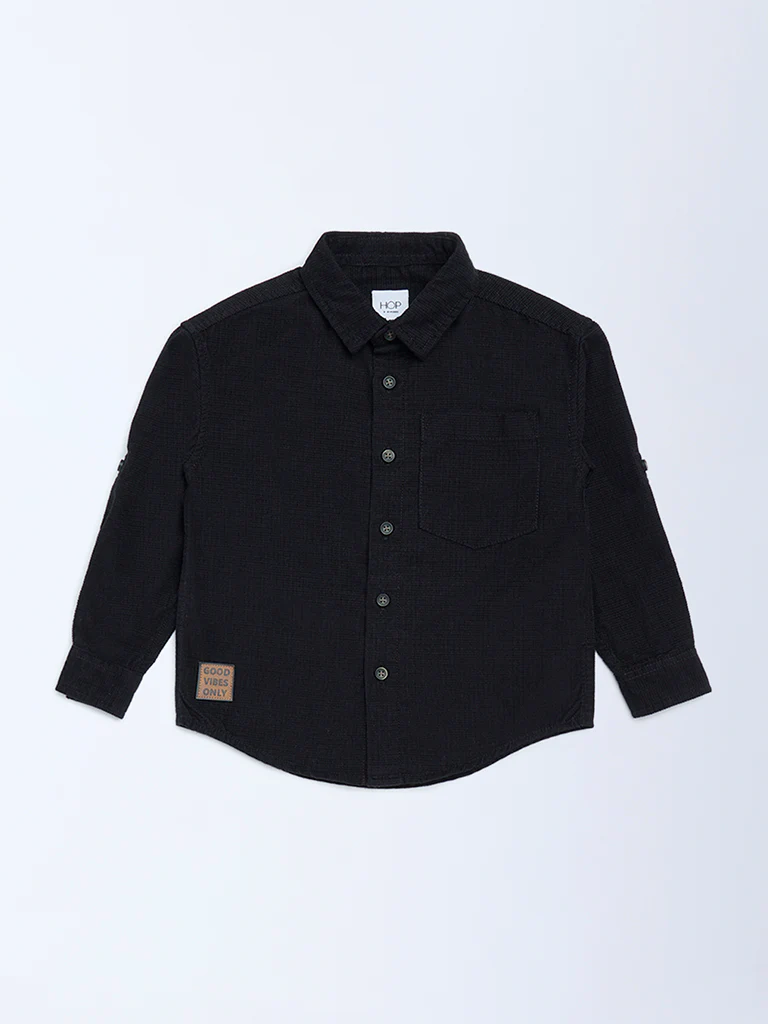 HOP Kids Boys Black Cotton Shirt - Image 4