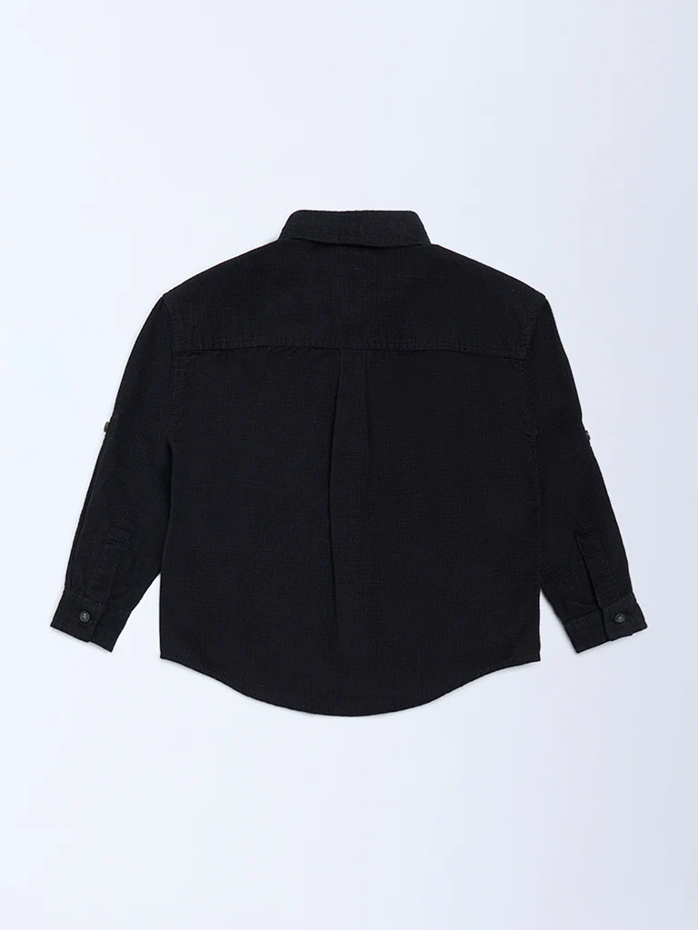 HOP Kids Boys Black Cotton Shirt - Image 5